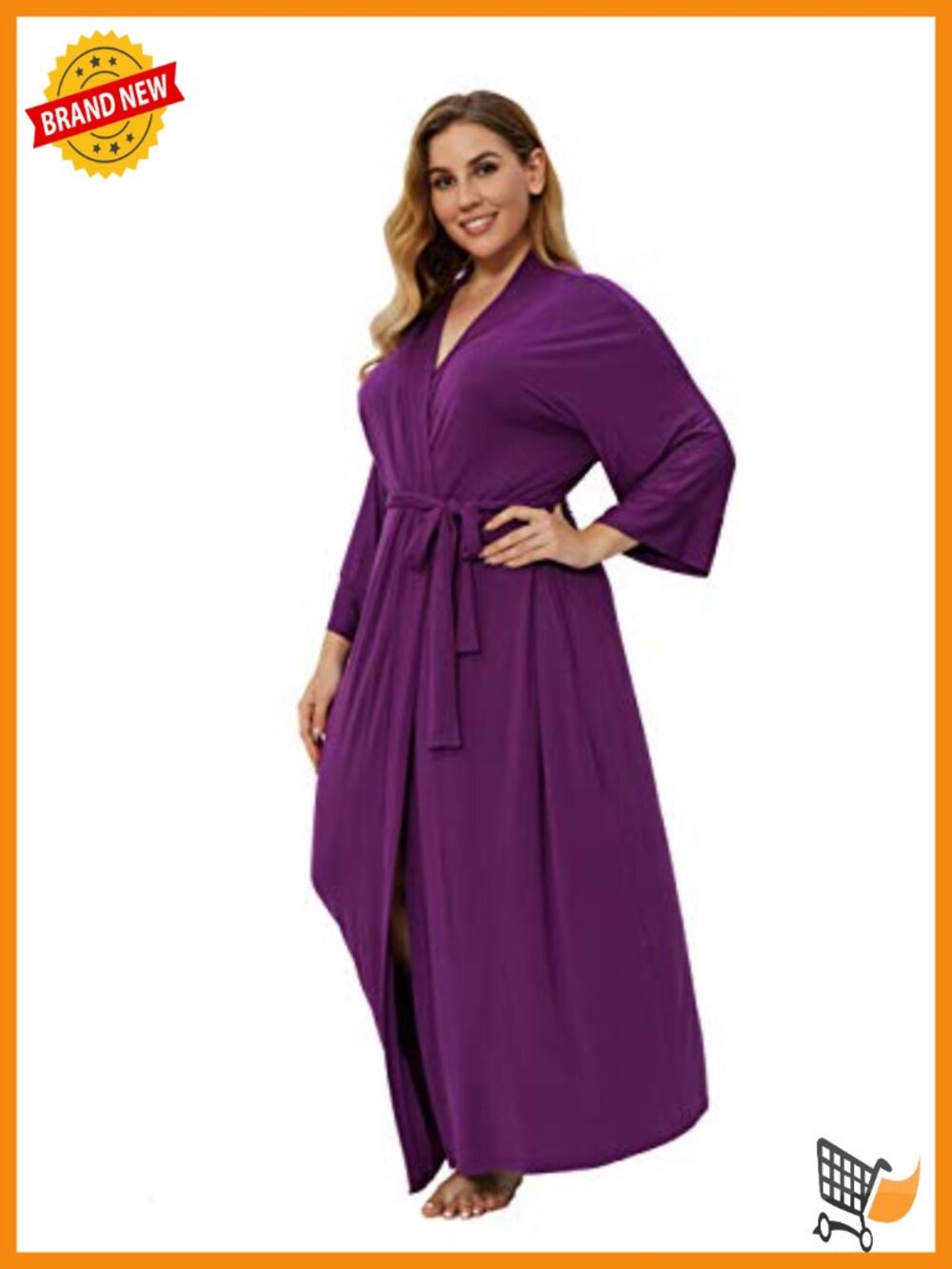 Plus Size Maternity Robe Soft Modal Kimono Long Robe with Pockets